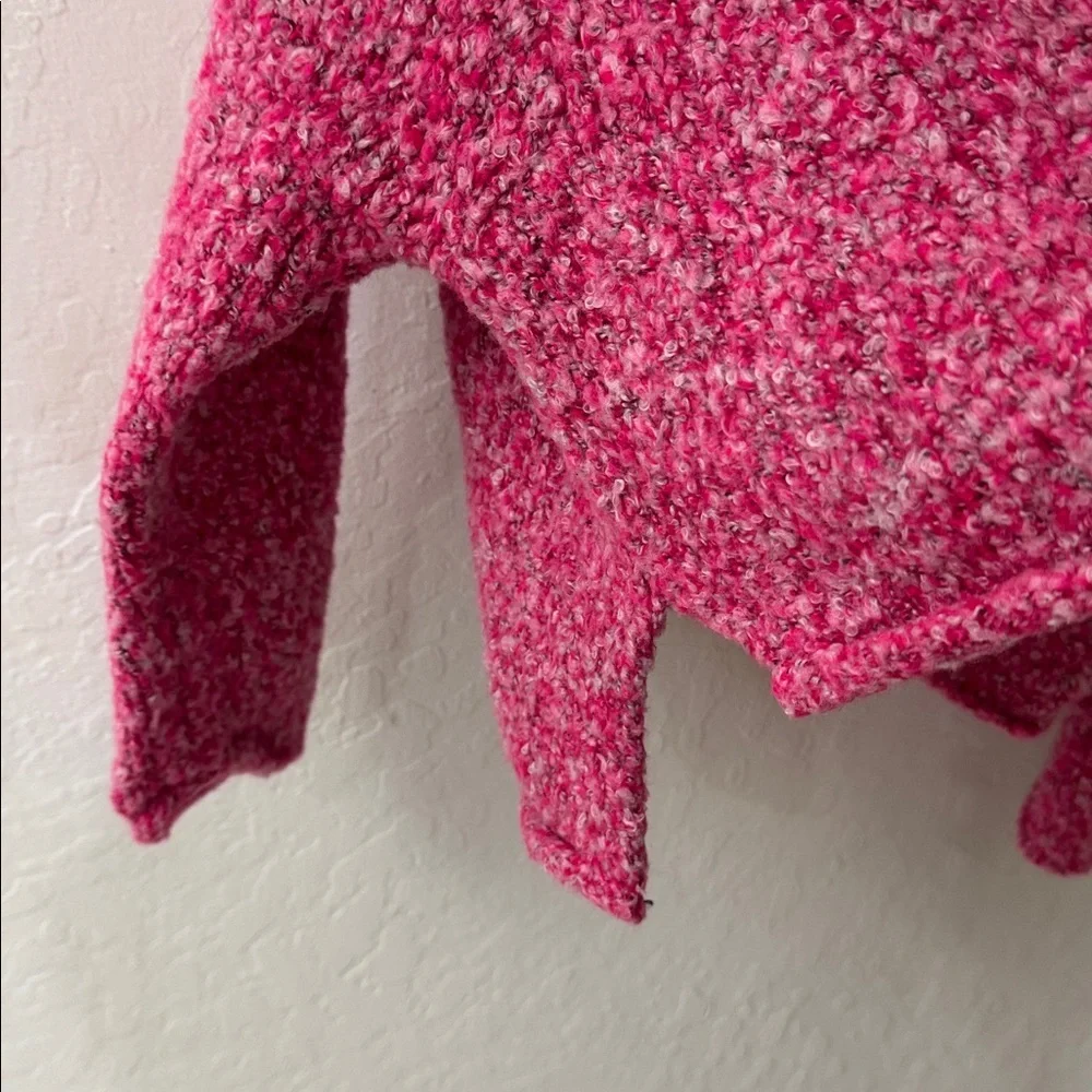 Free People BFF Cowl Neck Sweater Prickly Pear Pink XS Crop Oversized Knit